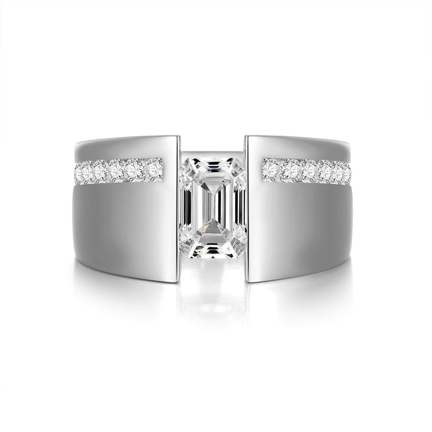 18K White Gold Ring with 1ct Emerald Cut Diamond