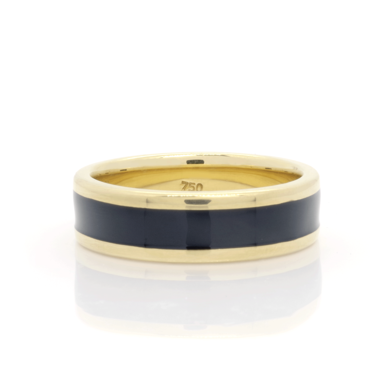 RING | 18K Yellow Gold Black Enamel Unity Men's Wedding Ring