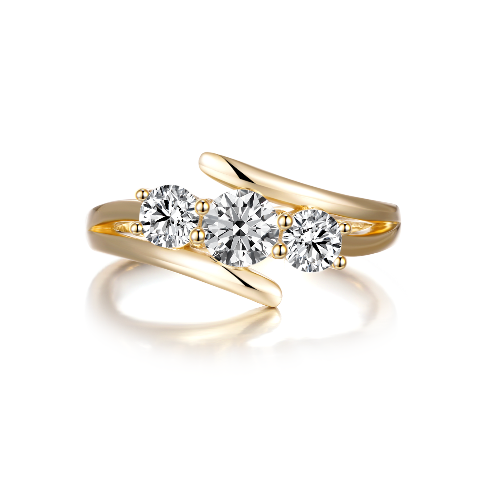 18K Yellow Gold Trilogy Dress Ring with 0.45ct Diamond