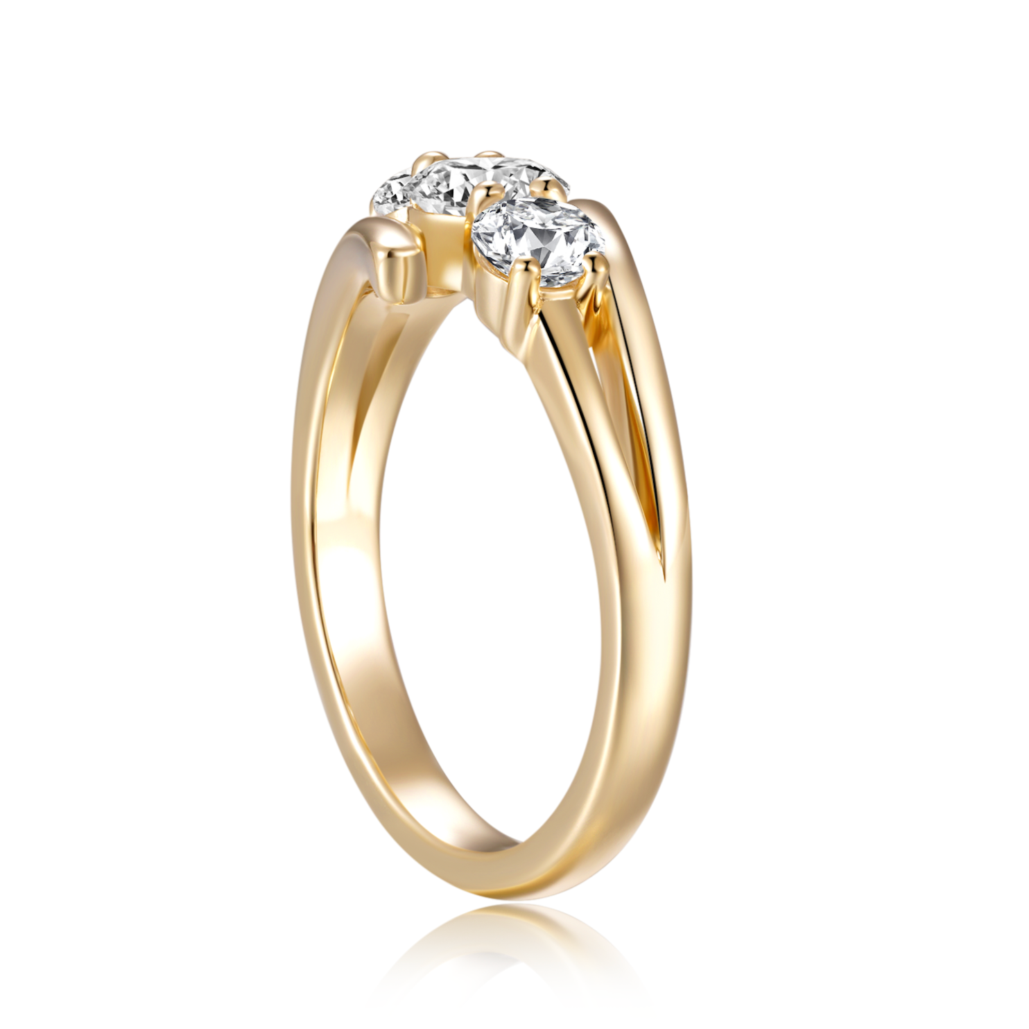 18K Yellow Gold Trilogy Dress Ring with 0.45ct Diamond