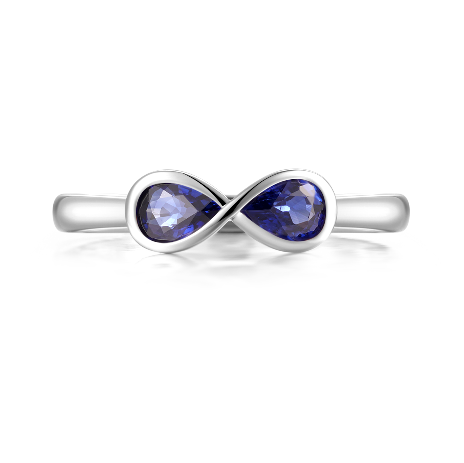 18K White Gold with Natural Blue Sapphires Infinity Dress Ring