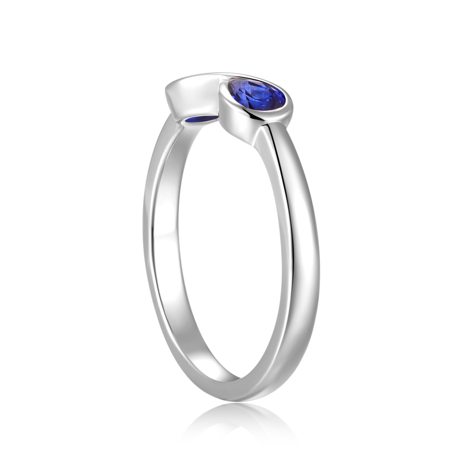 18K White Gold with Natural Blue Sapphires Infinity Dress Ring