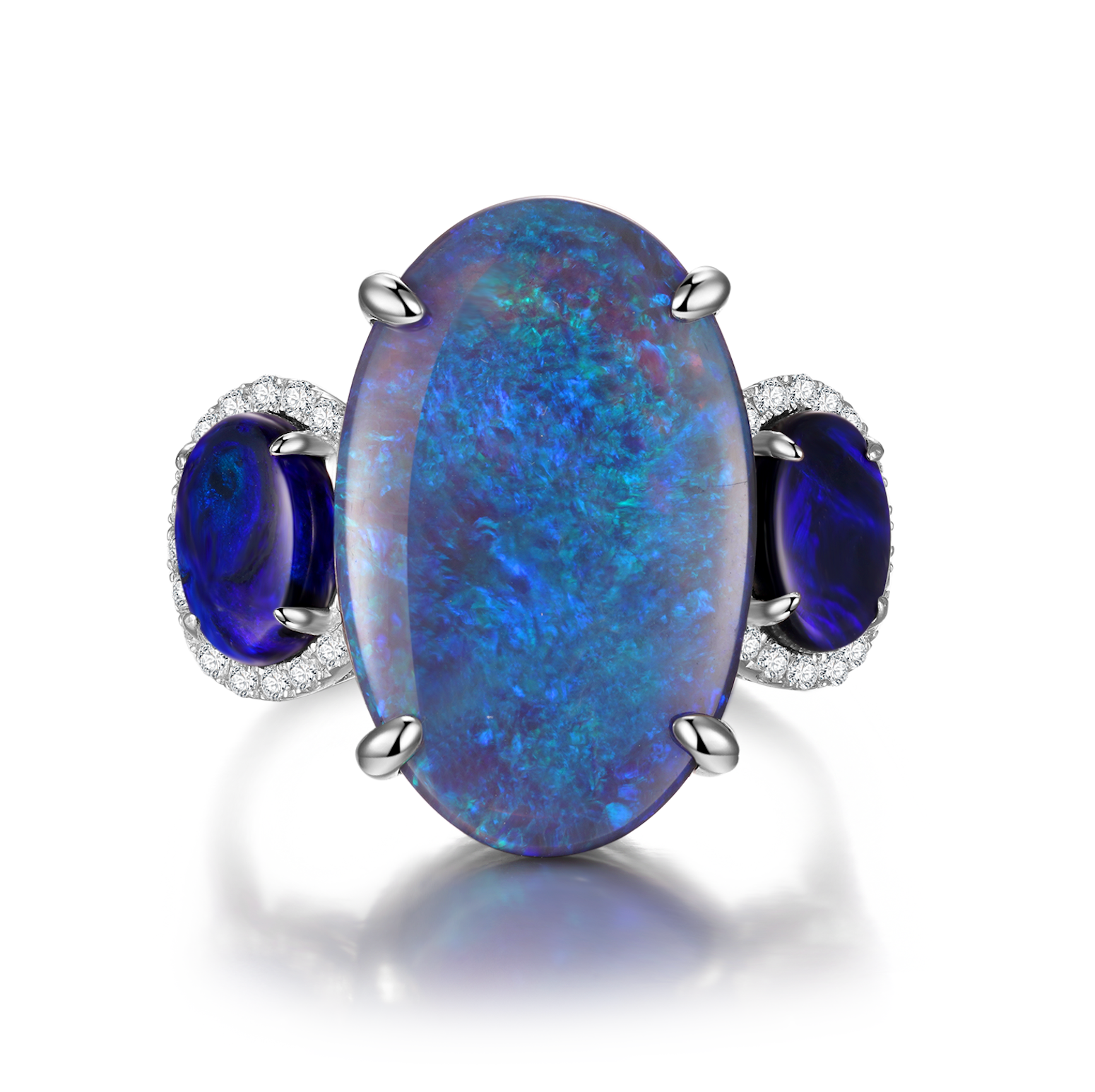 RING | 9K White Gold Opal Dress Ring