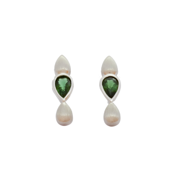 9K White Gold Green Tourmaline Earrings