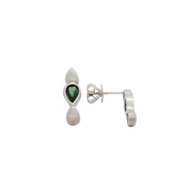 9K White Gold Green Tourmaline Earrings