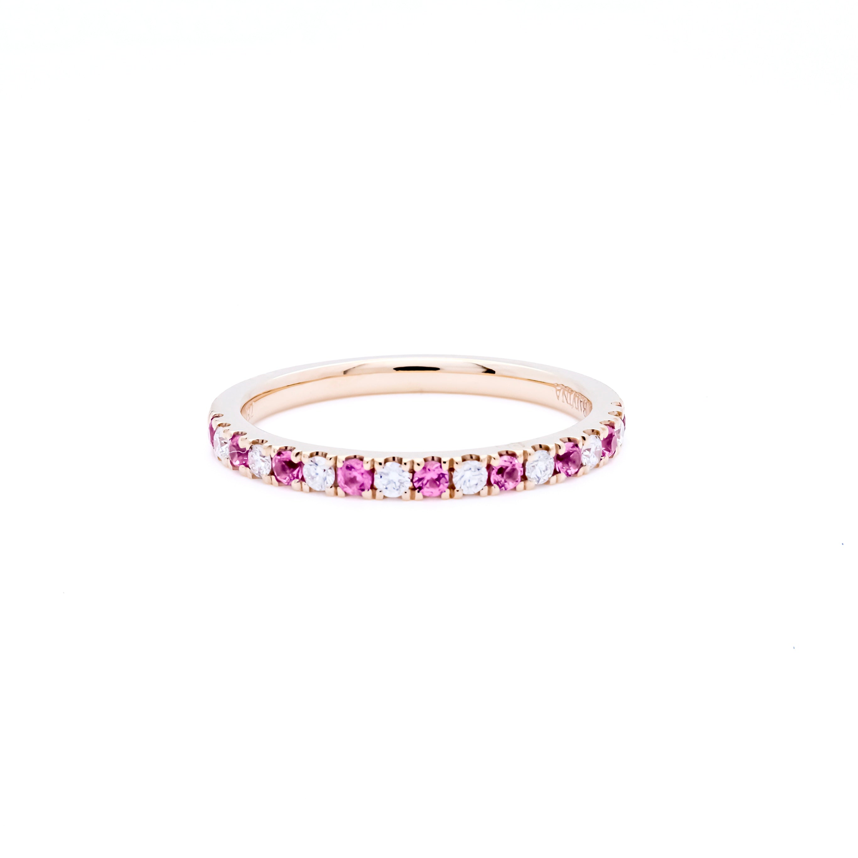 RING | 18K Rose Gold Diamonds & Pink Sapphires Ring