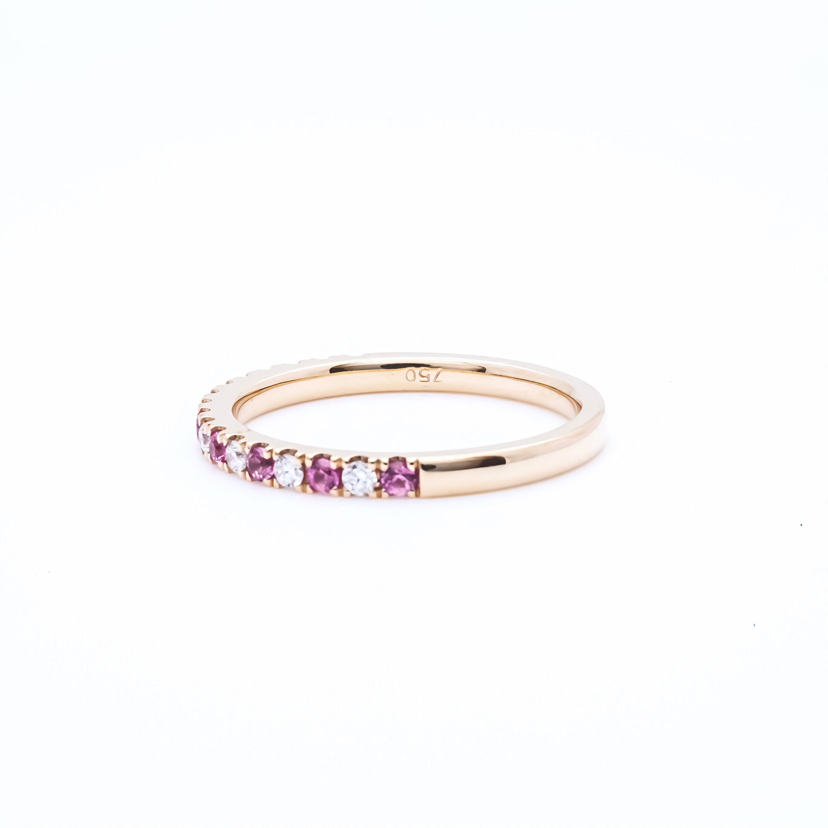 RING | 18K Rose Gold Diamonds & Pink Sapphires Ring