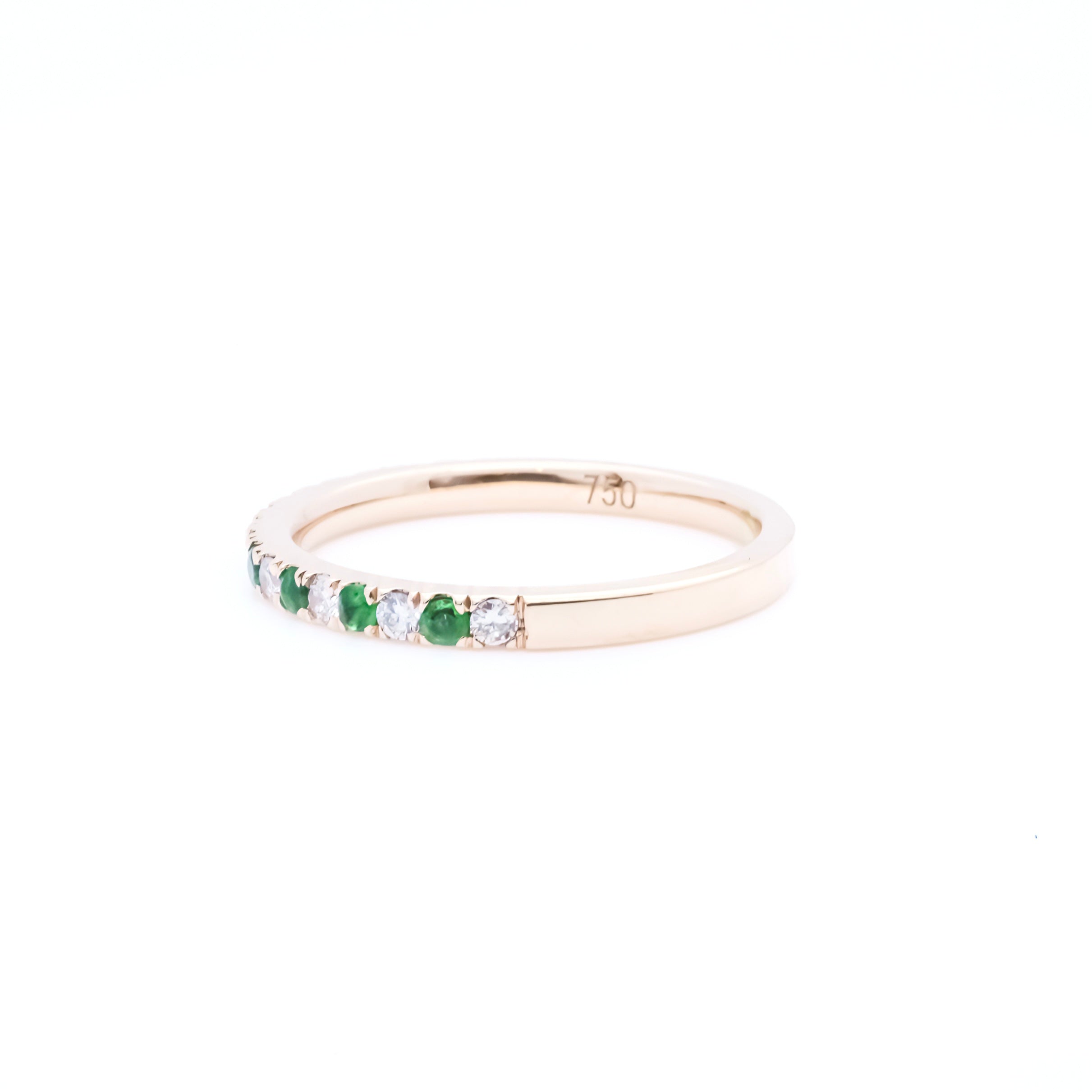 RING | 18K Rose Gold Emerald & Diamonds Ring