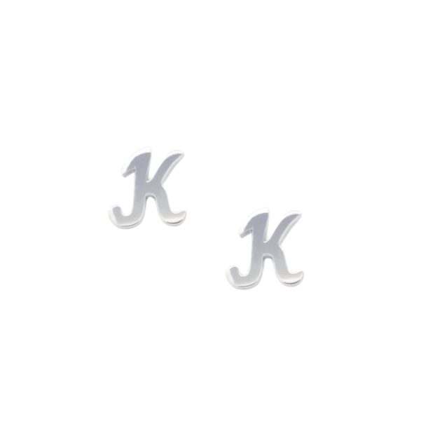 9K White Gold Letter 'K' Earrings