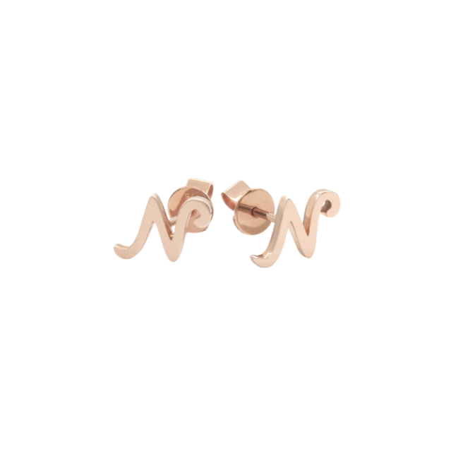 9K Rose Gold Letter 'N' Earrings