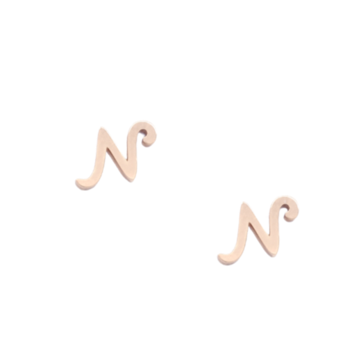 9K Rose Gold Letter 'N' Earrings