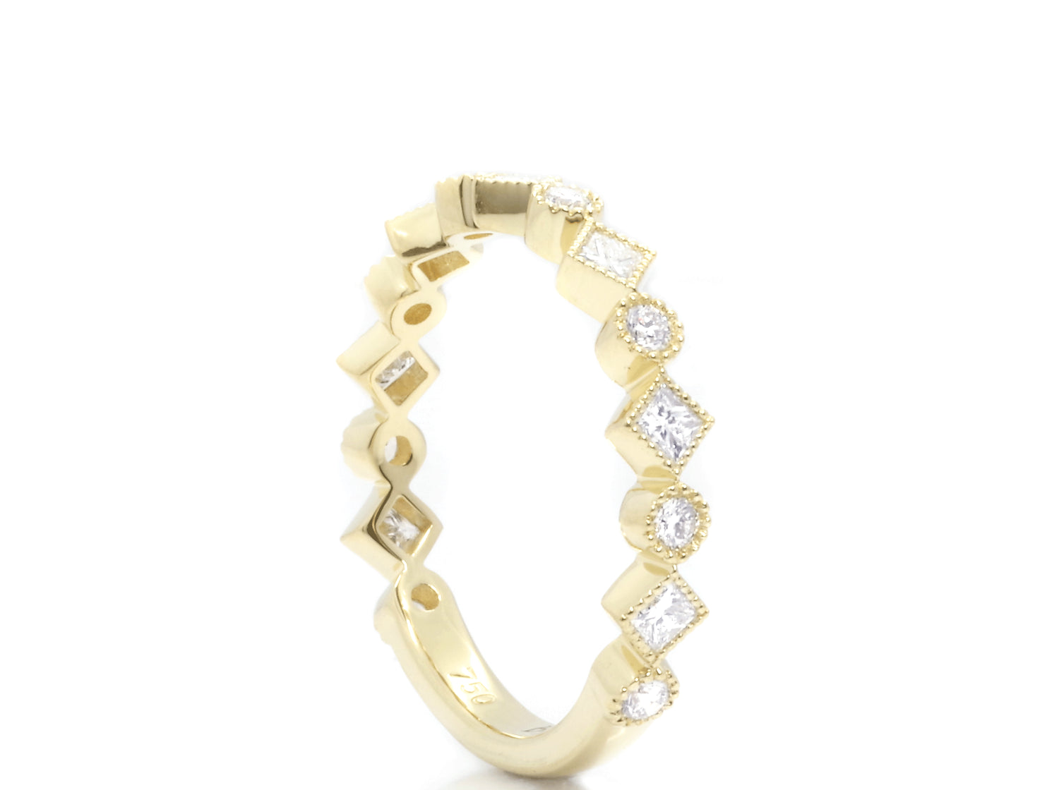 18K Yellow Gold Hex Diamond Ring with 0.44ct Diamonds