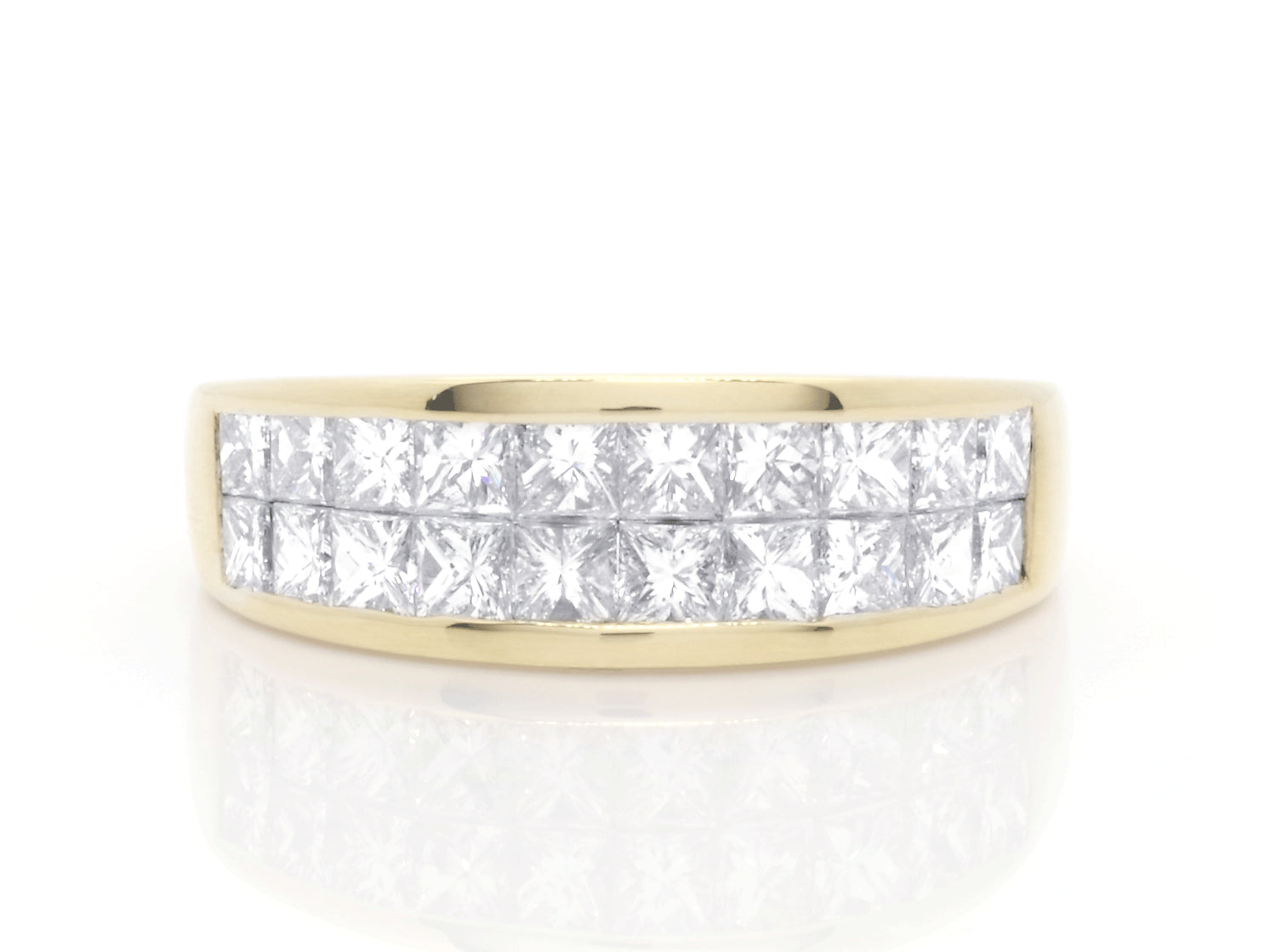 18K Yellow Gold Princess Cut Diamonds Ring