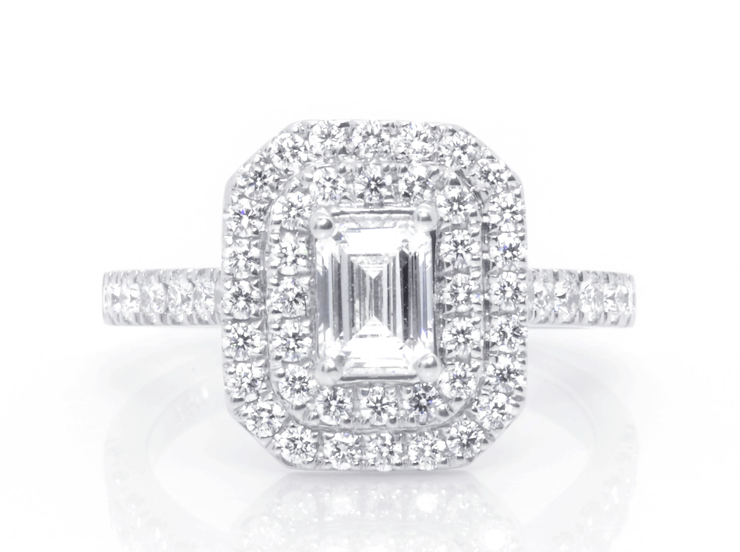 RING | Platinum Emerald Cut Centre Diamond Ring