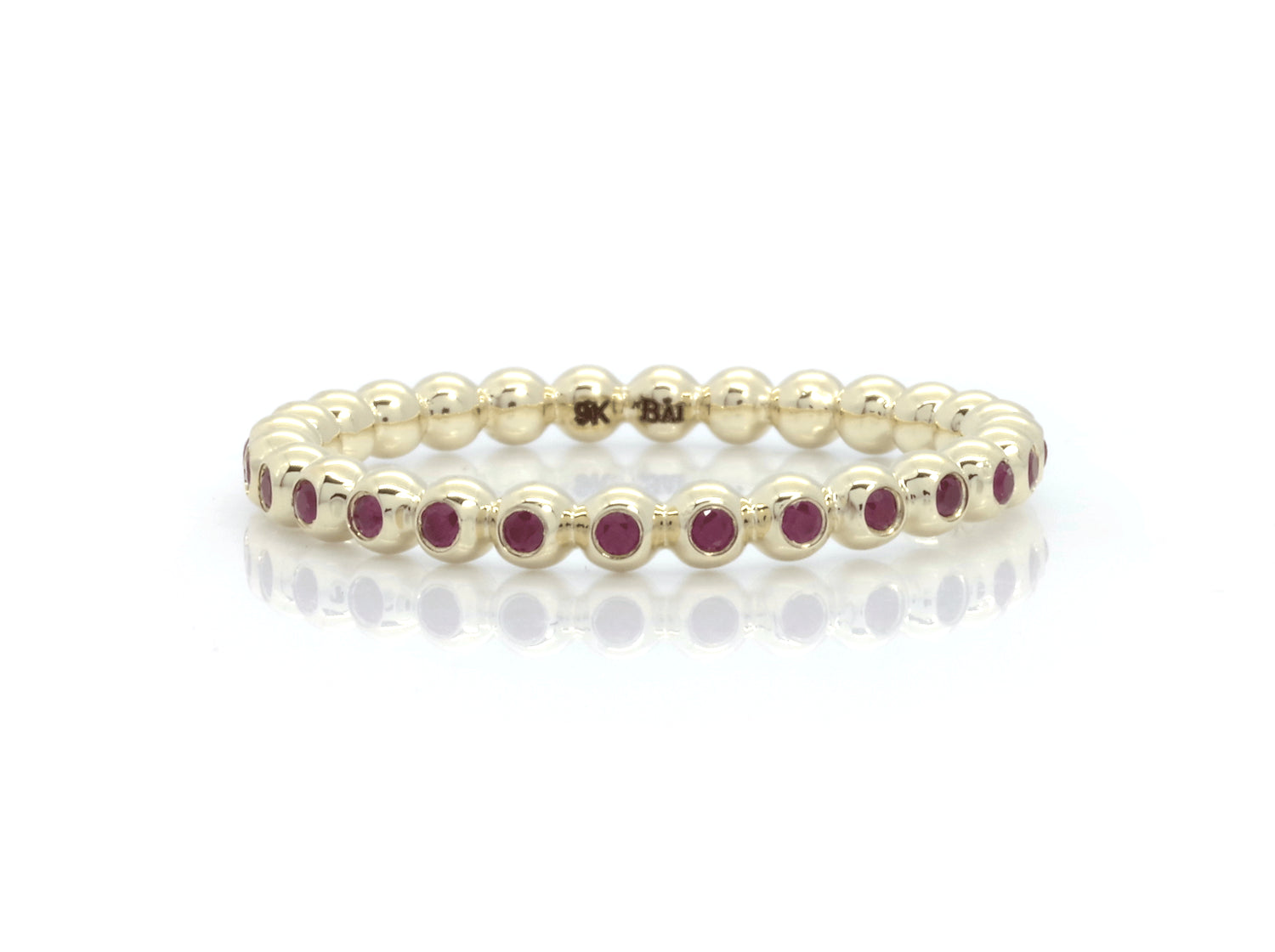 9K Rose Gold Kate Ring with 28 Natural Rubies