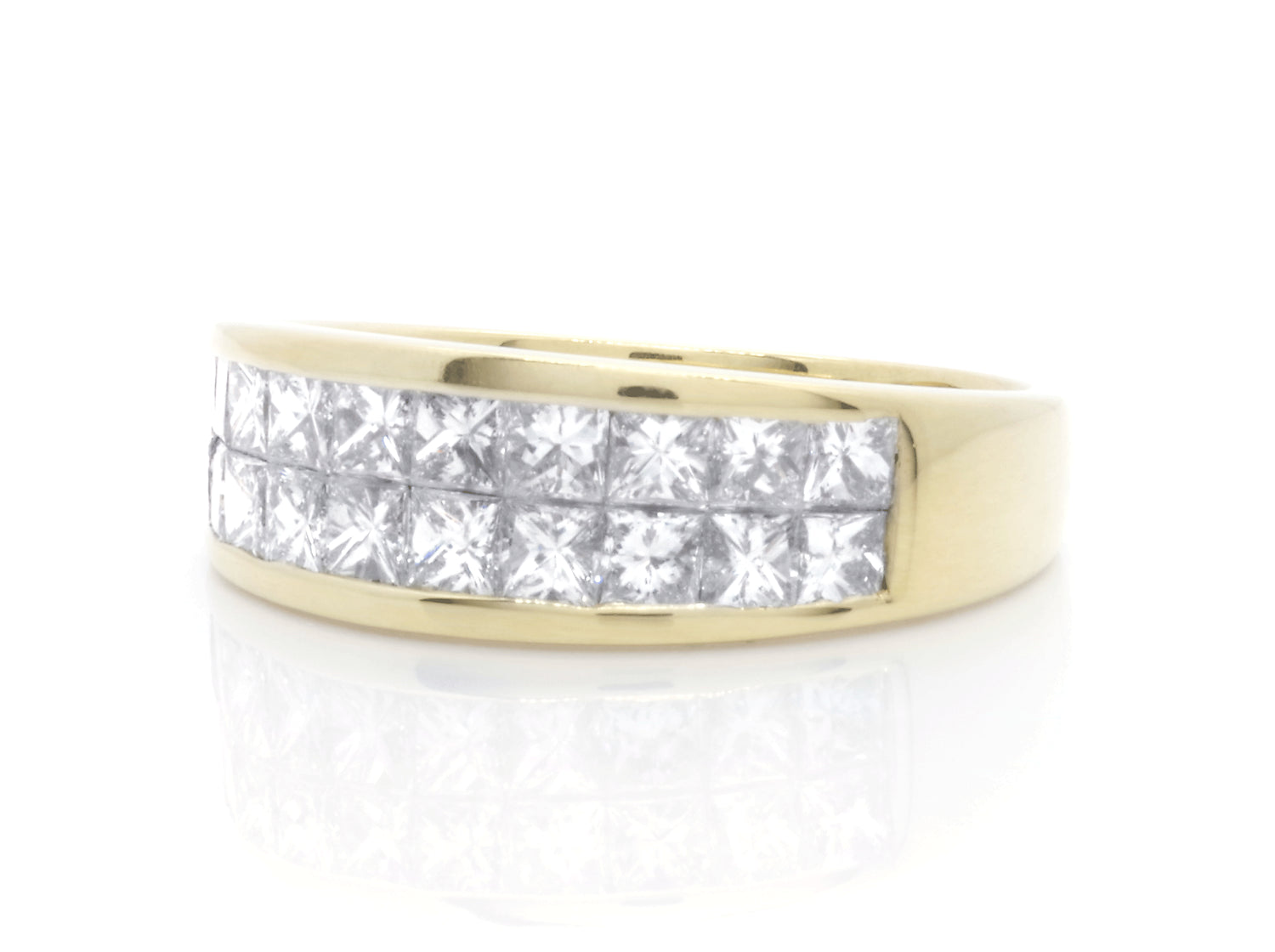 18K Yellow Gold Princess Cut Diamonds Ring